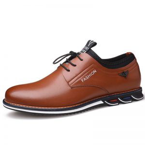 Men Microfiber Leather Elastic Lace Up Sport Casual Shoes