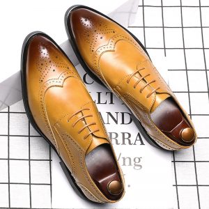 Men Microfiber Leather Non Slip Business Brogue Casual Formal Shoes