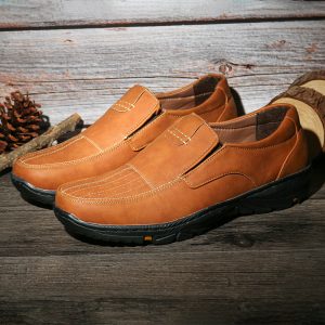 Men Microfiber Leather Non Slip Large Size Slip On Casual Shoes