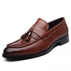 Men Microfiber Leather Non-slip Tassel Decoration Slip On Casual Formal Shoes