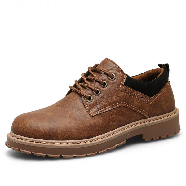 Men Microfiber Leather Outdoor Wearable Lace Up Work Style Shoes