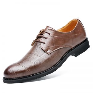 Men Microfiber Leather Plaid Comfy Business Formal Casual Shoes