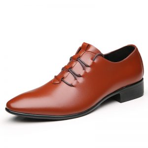 Men Microfiber Leather Pointed Toe Lace Up Business Shoes