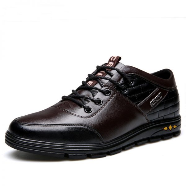 Men Microfiber Leather Pure Color Comfy Lace Up Increased Shoes