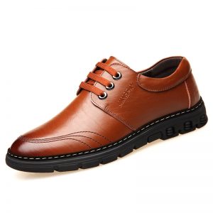 Men Microfiber Leather Round Toe Lace Up Casual Shoes