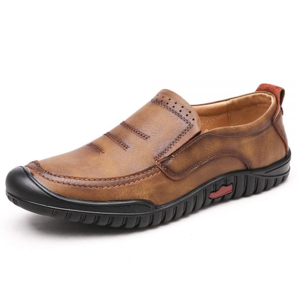 Men Microfiber Leather Round Toe Soft Slip On Casual Shoes