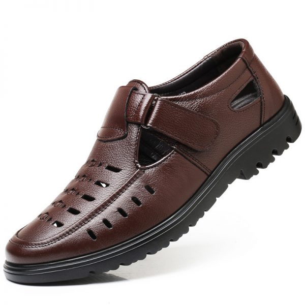 Men Non Slip Hollow Out Large Size Casual Leather Shoes