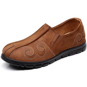 Men Old Peking Fabric Breathable Slip On Loafers Flat Casual Shoes