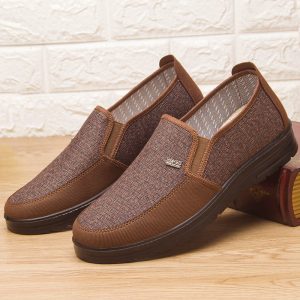 Men Old Peking Style Fabric Comfy Soft Sole Slip On Casual Shoes