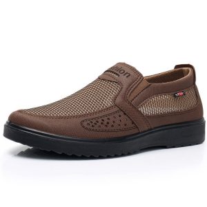 Men Old Peking Style Mesh Breathable Comfy Soft Slip On Casual Shoes