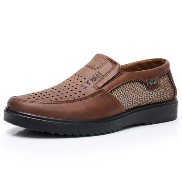 Men Old Peking Style Mesh Splicing Breathable Soft Slip On Casual Shoes