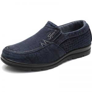 Men Old Peking Style Pure Color Canvas Slip On Soft Casual Shoes