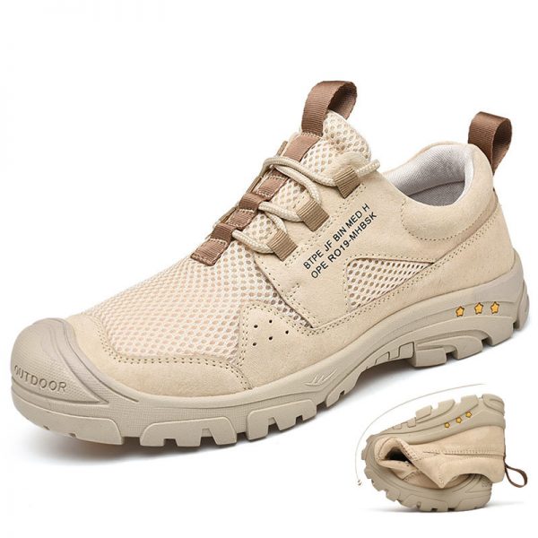 Men Outdoor Anti-collision Mesh Lace Up Non Slip Hiking Shoes