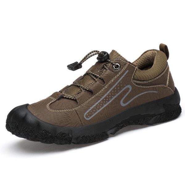 Men Outdoor Anti-collision Toe Slip Resistant Waterproof Leather Hiking Shoes