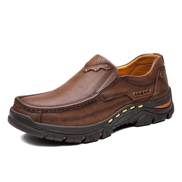 Men Outdoor Slip Resistant Work Genuine Cow Leather Shoes