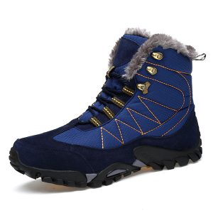 Men Outdoor Waterproof Climbing Shoes Plush Lining Hiking Snow Boots