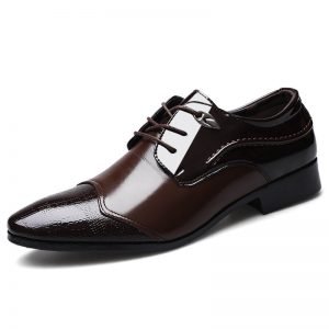 Men PU Leather Color Blocking Non Slip Busness Formal Dress Shoes