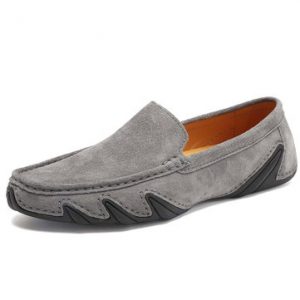 Men PigSkin Leather Breathable Non-slip Doug Shoes Flat Slip On Loafers