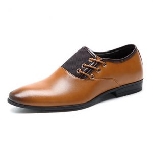 Men Pointed Toe Color Match Leather Formal Business Shoes