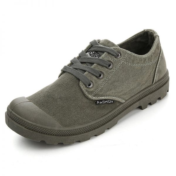 Men Pure Color Canvas Anti-collision Non Slip Outdoor Casual Shoes