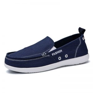 Men Pure Color Canvas Breathable Slip On Soft Casual Shoes