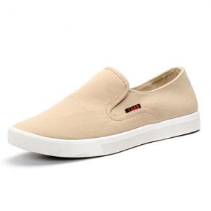 Men Pure Color Canvas Flat Slip On Trainers Light Casual Shoes