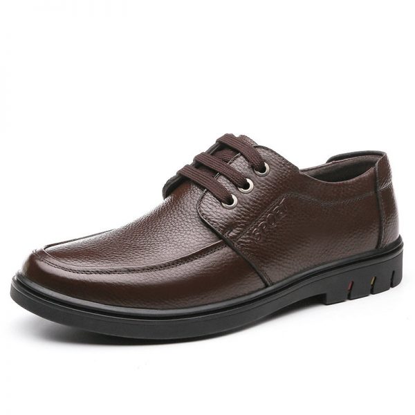 Men Pure Color Comfy Lace Up Business Casual Leather Shoes