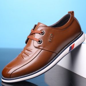 Men Pure Color Genuine Leather Slip Resistant Casual Driving Shoes