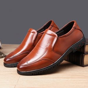 Men Pure Color Genuine Leather Slip Resistant Soft Casual Shoes