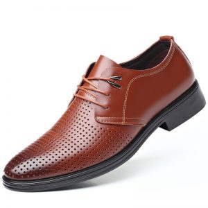 Men Pure Color Leather Non Slip Business Casual Formal Shoes