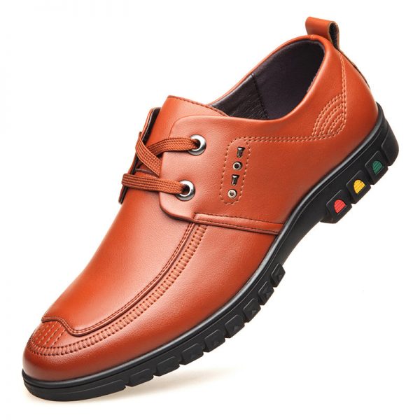 Men Pure Color Leather Non Slip Casual Driving Shoes