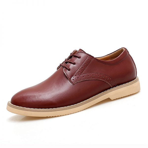 Men Pure Color Leather Non Slip Soft Casual Formal Shoes