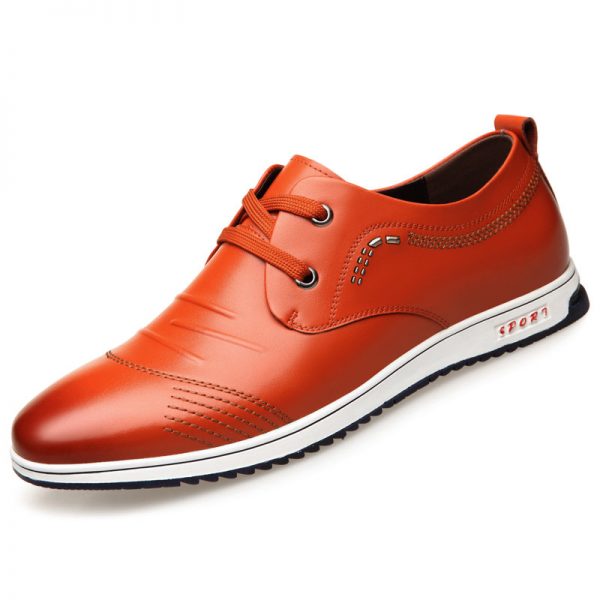 Men Pure Color Leather Non Slip Soft Casual Shoes