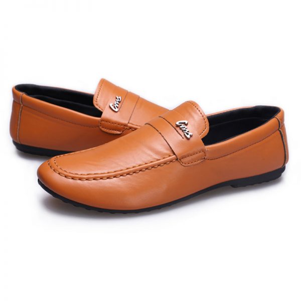 Men Pure Color Leather Slip On Soft Casual Driving Shoes