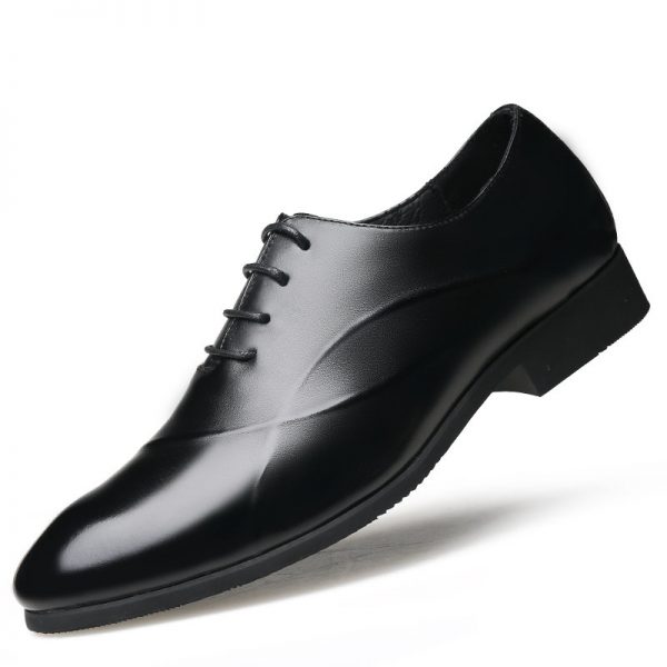 Men Pure Color Leather Slip Resistant Business Casual Formal Dress Shoes