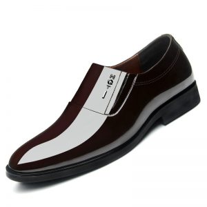 Men Pure Color Leather Slip Resistant Slip On Casual Formal Shoes