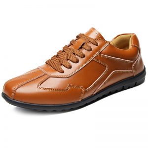 Men Pure Color Leather Slip Resistant Soft Casual Driving Shoes