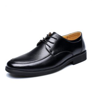 Men Pure Color Metal Business Formal Slip On Lace Up Flat Shoes