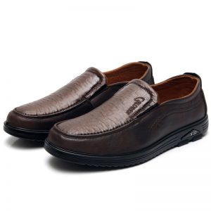 Men Pure Color Microfiber Leather Slip On Casual Shoes