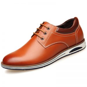 Men Pure Color Non Slip Lace Up Soft Casual Leather Shoes