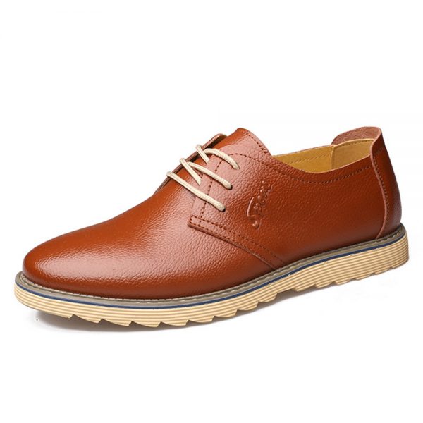 Men Pure Color Non Slip Soft Casual Leather Shoes