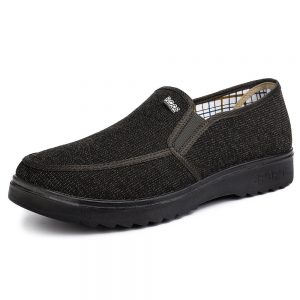 Men Pure Color Old Peking Style Fabric Slip On Casual Shoes