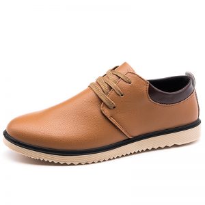 Men Pure Color PU Leather Lace Up British Style Casual Shoes