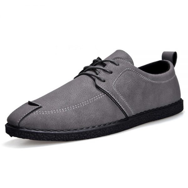 Men Pure Color PU Leather Lace Up Soft Casual Shoes