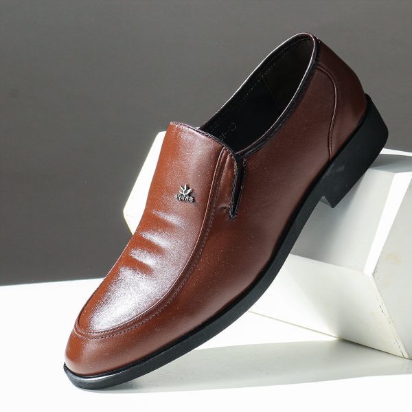 Men Pure Color PU Leather Slip On Business Casual Formal Shoes