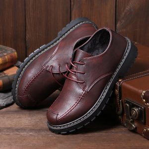 Men Pure Color PU Leather Slip Resistant Soft Casual Shoes