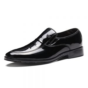 Men Pure Color Pointed Toe Lace Up Business Wedding Dress Shoes