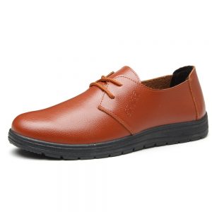 Men Pure Color Soft Sole Lace Up Driving Casual Shoes