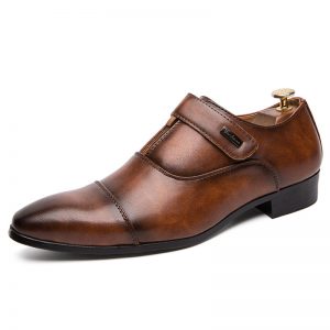 Men Retro Color Leather Cap Toe Non Slip Casual Formal Dress Shoes