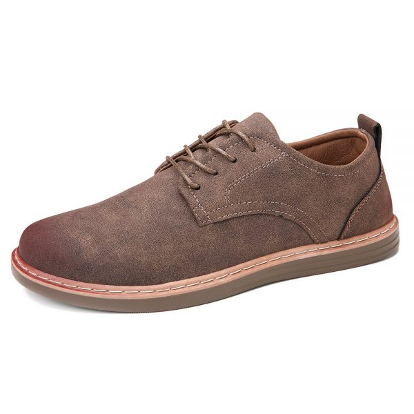 Men Retro Color Leather Light Weight Soft Casual Shoes